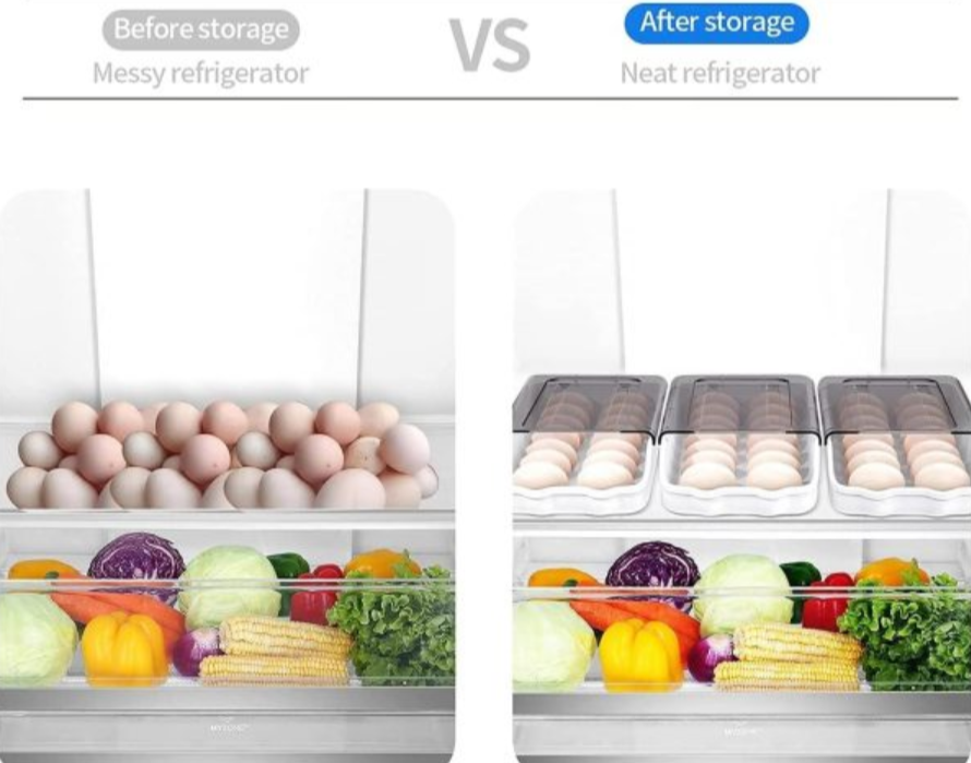 High Quality Auto Scrolling Egg Storage Holder Kitchen Egg Holder Refrigerator Egg Organizer with Lid